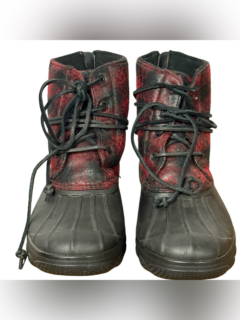Sperry Top-Sider Saltwater Duck Boots Women's Size 8M Plaid Rubber STS99995
